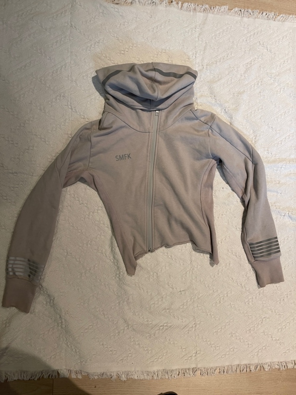 Women's Light Gray Hooded Zip Jacket smfk